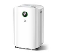 Déshumidificateur 20 l/jour - Déshumidification automatique avec affichage numérique de l'humidité - Minuterie 24 H - Réservoir d'eau de 2,6 l - Drainage continu avec tuyau de vidange de 1,5 m - Pour