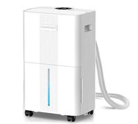 Déshumidificateur Compresseur [8L/150㎡-Grande ] Homtronics Deshumidificateur d air,avec Tuyau de Vidange,3 Modes,Silencieux 37dB, écran LED,Drainage Continu, 24h Minuterie,pour Maison,Sous-sol,Cave