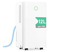 Deshumidificateur d Air - 12L/Jour Déshumidificateur Electrique Silencieux avec Compresseur, 3 Modes, Drainage Continu, Réservoir 2,2L, Minuterie 24h, Contre l'Humidité pour Maison/Appartement/Cave