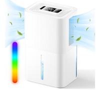 Deshumidificateur d air, 2.7L Deshumidificateur Electrique Silencieux, Arrêt Automatique, Fonction Défrost, 7 Couleurs LED, Déshumidificateurs Pour Salle de Bain, Chambre, Cave（550ML/24H)