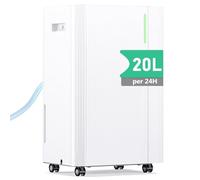 Deshumidificateur d Air - 20L/Jour Déshumidificateur Electrique Silencieux avec Compresseur, 3 Modes, Drainage Continu, Réservoir 5L, Minuterie 24h, Contre l'Humidité pour Maison/Appartement/Cave
