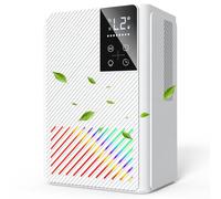 Deshumidificateur d Air 2500ML, Déshumidificateurs Electrique Silencieux Econome en Energie, Anti Moisissure, Auto-Arrêt & Dégivrage, Minuterie, LED 7 Couleurs, Idéal pour Chambre/Salle de Bains
