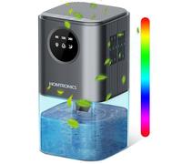 Deshumidificateur d Air Anti Moisissure, Homtronics Deshumidificateur d air,avec Lumière LED 7 Couleurs, Minuterie 8/12/24H,1700ml, Portable, Silencieux, pour Maison,Chambre,Moisissures,Bain,Gris