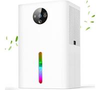 Déshumidificateur d Air,Electrique Portable Arrêt Automatique, Minuterie 6/8/10h,déshumidification Efficace,Silencieux,Résistance à La Moisissure,Lumière7 LED Couleur,Chambre,Bain, Armoire
