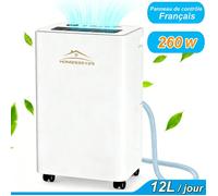 Deshumidificateur d'air Electrique 12L/jour - 260W - 3 Modes avec Mode Sèche-linge | Professionnel pour 45m² Maison, Bain, Chambre