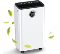 Déshumidificateur intelligent 12L/jour Déshumidification/séchage du linge avec réservoir d'eau de 2 L et tuyau de drainage Affichage numérique en temps réel et contrôle de l'humidité ChildlockMode