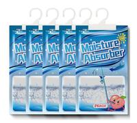 Déshumidificateurs d'armoire 5x100g,Sac De Déshumidification Suspendu avec parfum,Granulés de déshumidificateur,Sachets Anti Humidite Sachet Anti Humidité pour La Cuisine/Salle de Bain/Armoire/Voiture