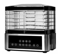 Déshydrateur alimentaire 5 plateaux avec thermostat réglable 30-75°C, répartition uniforme de la chaleur et hauteur compacte de 30 cm pour la viande séchée, les fruits et les légumes, 90 W