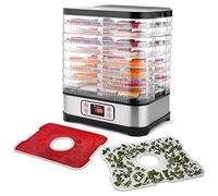 Déshydrateur Alimentaire 8 Plateaux 400W - Premium Acier Inox avec Minuterie & Contrôle Température 35-70°C, Séchoir Professionnel pour Beef Jerky, Fruits Séchés & Légumes, Noir Argent