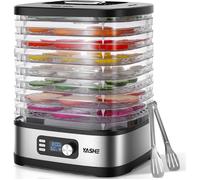 YASHE Deshydrateur Alimentaire 8 Plateaux, 72H Temps & Température, Inclus Feuilles en Maille, Plateau pour Rouleaux de Fruits et Pinces Inox pour Jerky, Fruits, Viande, Légumes, Herbes, Sans BPA