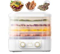 Déshydrateur Alimentaire À 5 Niveaux, Séchoir À Fruits avec Séchage Par Circulation D'air Chaud À 360°, Contrôle À Double Bouton, Veille de 48 Heures, Déshydrateurs Compacts Ménagers pour Fruit white