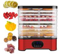 Déshydrateur Alimentaire à 8 Niveaux, Déshydrateur Portable De 400 W Avec Affichage Numérique, Contrôle Du Temps Et De La Température, Hauteur Réglable, Système De Séchage à 360°, Machine à Fruit red