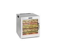 Klarstein Captain Jerky 110 Déshydrateur Alimentaire, 1000 W, 30-90°C, Minuterie 24 h, Sans BPA, Panneau Tactile, 10 Plateaux, Porte Vitrée, Inox, Bac Récupérateur, Argent
