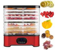 Déshydrateur alimentaire, machine électrique à 8 plateaux avec affichage numérique, temps et température réglables pour le bœuf séché, les fruits, les légumes, les champignons, les snacks bento red