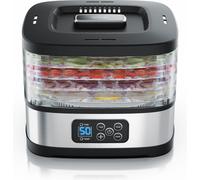 Déshydrateur Arendo à 5 étages, déshydrateur électrique 240 W pour fruits, légumes, viande, déshydrateur en acier inoxydable avec affichage du temps, minuterie et réglage de la température (35-70°), s