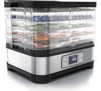 Déshydrateur Arendo à 5 étages, déshydrateur électrique 260 W pour fruits, légumes, viande, déshydrateur en acier inoxydable avec affichage de l'heure, minuterie et réglage de la température (35-70°),
