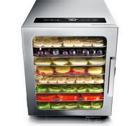 Déshydrateur Arendo à 8 étages, déshydrateur électrique de 500 W pour fruits, légumes, viande, déshydrateur en acier inoxydable avec affichage de l'heure, minuterie et réglage de la température (30-90