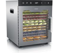 Déshydrateur Arendo en acier inoxydable 800W, réglage de la température de 30° à 90°C, déshydrateur, déshydrateur à 12 niveaux, fruits, poisson, viande déshydrateur, sécheur de fruits, minuterie 0,5-2