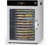 Déshydrateur automatique en acier inoxydable - 12 plateaux, puissance 800W - Séchage de fruits, légumes, herbes, viande, poisson, champignons - Collation saine pour les personnes soucieuses de leur al