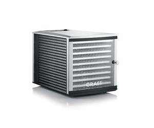 Déshydrateur automatique GRAEF DA510 en argent avec affichage de la minuterie, contrôle de la température, réglable de 30 à 70°C, écran clair, design de tiroir peu encombrant