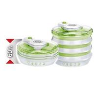 MPM Déshydrateur alimentaire MSG-06 – pliable, 6 plateaux 30 cm, 2 niveaux, sans BPA, 400W Blanc/Vert