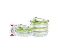 MPM Déshydrateur alimentaire MSG-06 – pliable, 6 plateaux 30 cm, 2 niveaux, sans BPA, 400W Blanc/Vert