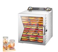 Déshydrateur/lyophilisateur alimentaire professionnel, déshydrateur électrique for viande déshydratée avec minuterie de 12 heures, plateaux en acier inoxydable, contrôle de température de 30 à 90 °C,