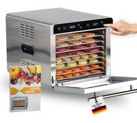 Déshydrateur Sommertal Silence 700 XXL avec 8 grilles de déshydratation en acier inoxydable, écran LED, minuterie 24h, réglage de la température de (35°C-85°C), livre de recettes inclus, déshydrateur