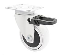 Design 01237601 3c Swivel Caster/Transport Caster/Furniture Castor-White,Soft Tread Diameter 75 Mm,Total Brake,Ball Bearing,Maximum Load 75 Kg