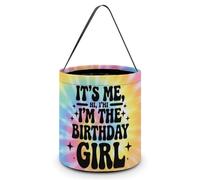 Design-1 It's Me Hi I'm The Birthday Girl Sac fourre-tout à bonbons multifonction portable pliable réutilisable avec poignée pour cadeau d'anniversaire ou de fête