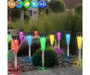 Design 10er Set RVB LED Lampes enfichables Cour solaire en acier inoxydable Projecteur changeur de couleur