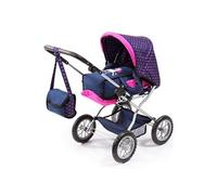 Bayer Design 15054AB Landau Poupée Grande avec lit de voyage, porte poupée, accessoires plastique poupée, licorne, bleu, rose