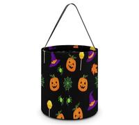 Design (236) Seau amusant pour bonbons ou friandises avec poignées, sac à bonbons d'Halloween durable