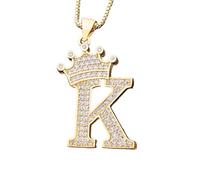 Design 26 Lettres A-Z Zircon Couronne Alphabet Initial Pendentif Collier Punk Hip-Hop Style Ras de Cou Chaîne Bijoux Cadeau
