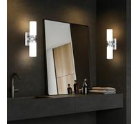 Design 2er Set Mur Spot Up Bas Luminaire Argent Bain Éclairage Verre Lampe