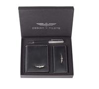 Design 4 Pilotes Aviation Portefeuille avec étui à stylo et clé + coffret cadeau