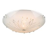 Design 40402-2 Globo Plafonnier en verre satiné avec lignes décoratives Transparent