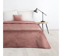 Design 91 Couvre-lit décoratif 220x240 Luiz 4 feuilles de velours rose poudré