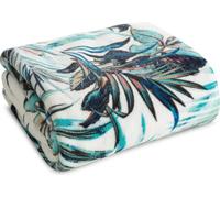 Design 91 Couvre-lit en microfibre 150x200 Pilar feuilles blanc turquoise D91