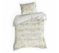 Design 91 Literie en microfibre 140x200 Rosa roses fleurs crème avec une taie d'oreiller en microfibre D91