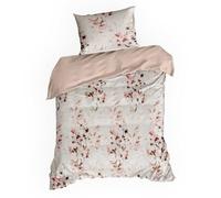 Design 91 Literie microfibre 140x200 fleurs poudre blanc et rose rose poudre avec une taie microfibre D91