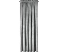 Design91 Eurofirany Rosa Rideau en Velours Doux Uni Opaque avec Galon Fronceur - 1 Unité, Moelleux, Panneau Drapé, Classique, Élégant, Salon, Chambre, 200 g/m², 140x270 cm, Argenté