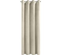 Design91 Eurofirany Rosa Rideau en Velours Doux Uni Opaque avec Oeillets - 1 Unité, Moelleux, Panneau Drapé, Classique, Élégant, Salon, Chambre, 200 g/m², 140x250 cm, Beige