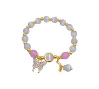 Design Advanced Sense Bracelet papillon pour femme avec perles de transfert - Bagues de fiançailles délicates pour femme (GD3, taille unique)