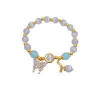 Design Advanced Sense Bracelet papillon pour femme avec perles de transfert et boucles d'oreilles créoles en forme de cœur, taille unique, Cristal artificiel, Pas de gemme