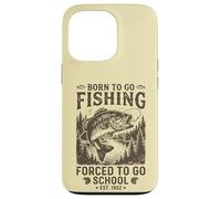 Design Amusant Born to Go Fishing Forced to Go School Coque pour iPhone 13 Pro