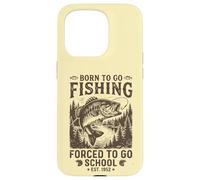 Design Amusant Born to Go Fishing Forced to Go School Coque pour iPhone 15 Pro