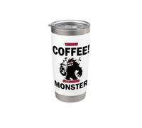 Design amusant de café : sans café, je suis un monstre ! Gobelet isotherme en acier inoxydable double paroi