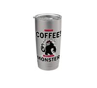 Design amusant de café : sans café, je suis un monstre ! Gobelet isotherme en acier inoxydable double paroi