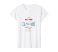 Design Amusant de Camping, Discussion Autour du feu de Camp, T-Shirt Graphique avec Valeur, Femme, Blanc, L